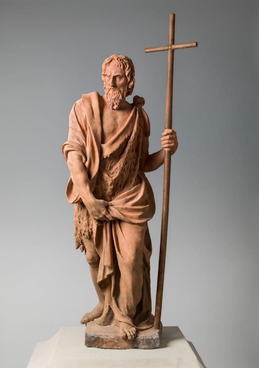 a terracotta sculpture of St. John the Baptist